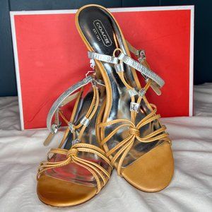 Coach "Lana" Heel, Tan and Silver, Size 9.5